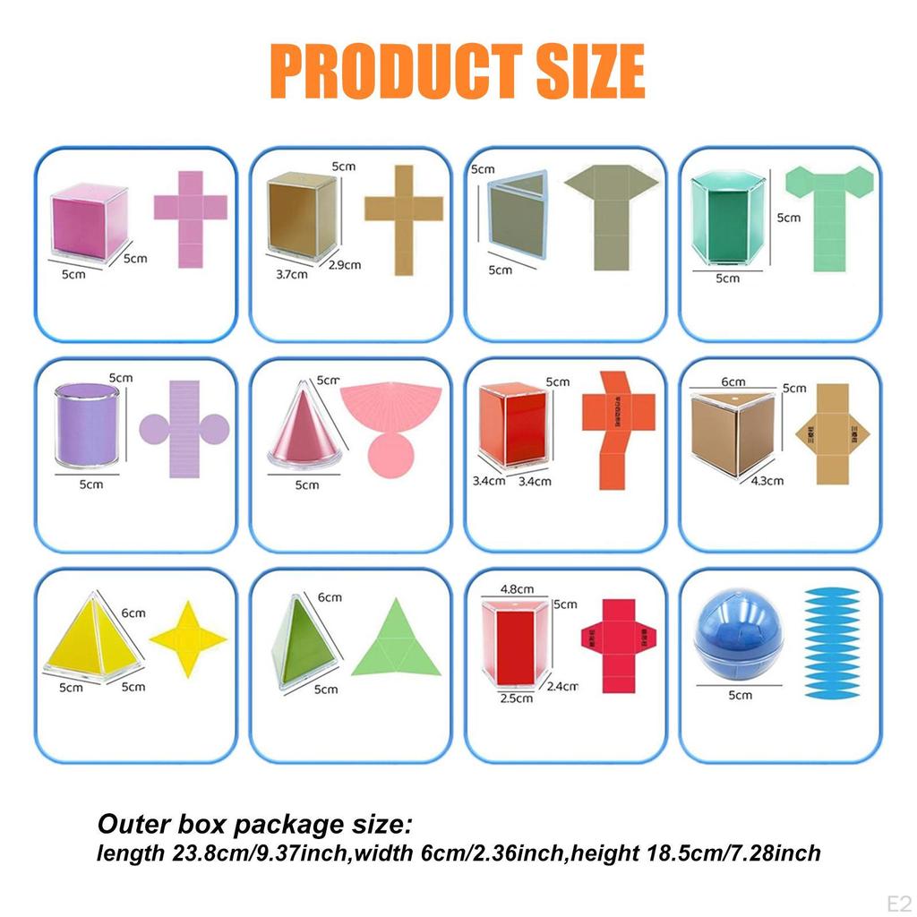 12Pcs Folding Geometric Shapes Back to School Supplies Geometry Educational Toys Solids