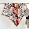 New Rose Printed Designer Large Square Scarf Spring and Autumn Warm Floral Scarf Twill Silk Head Scarf Women 90cm Shawl Luxury