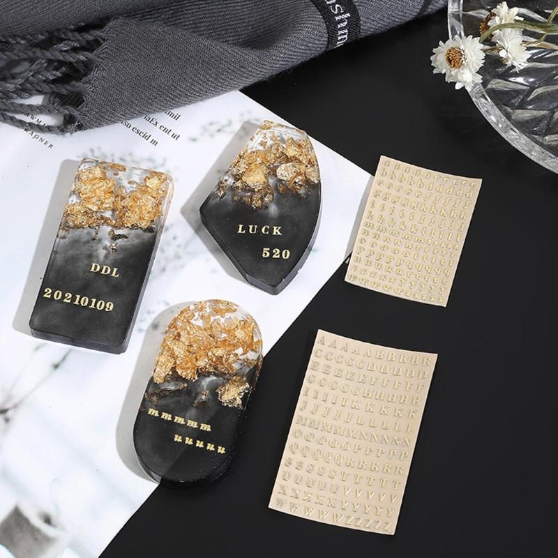 5Sheets Letters Metal Stickers Resin Mold Fillers Jewelry Making Material Epoxy Filling Materials Epoxy Resin Supplies