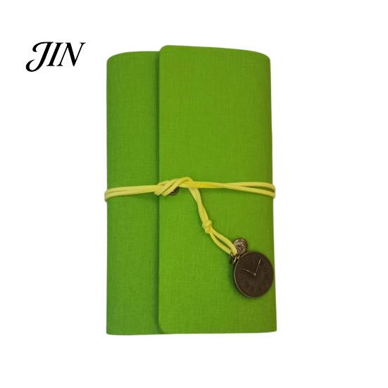 Durable Cover Notebook Faux Leather Writing Journal Notebook, 6 Ring Loose Leaf Binder, 7 Inch Diary Sketchbook with Clock Pendant for Travel Business