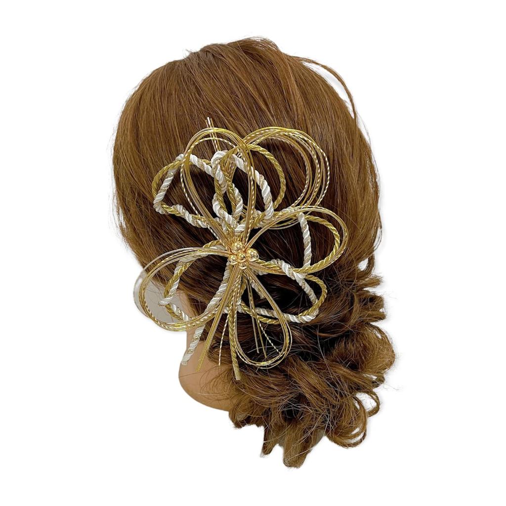 Mizuhiki Hair White and Japanese Style Perfect for and More Ornament, Gold, Headpiece, Kumihimo, Coming-of-Age Ceremonies, Weddings, Graduations,