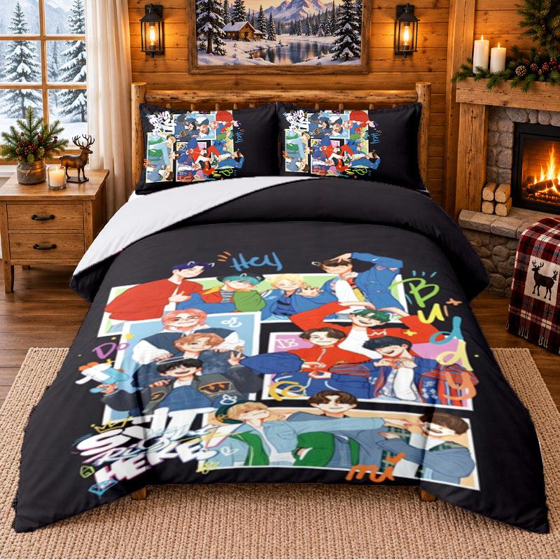 SEVENTEEN Pattern Bedding 3Pcs Set Bed Sheet And Pillowcases For Indoor Bedroom