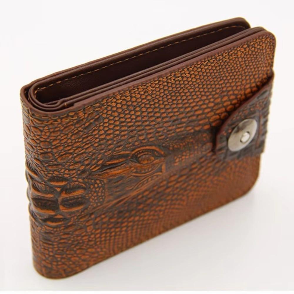 Vintage PU Leather Crocodile Skin Wallet Small Alligator Coin Pocket Purse Zipper Closure Credit Card Holders Male