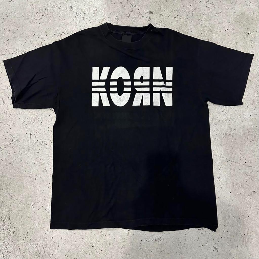 Vintage Korn Cross Logo 90s Heavy Cotton Black Unisex Tshirt Size S5xl