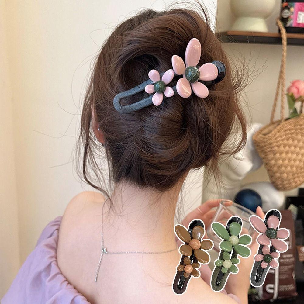 

Retro Flower Hairpin Plastic Hair Clips New Hair Accessories кавовий