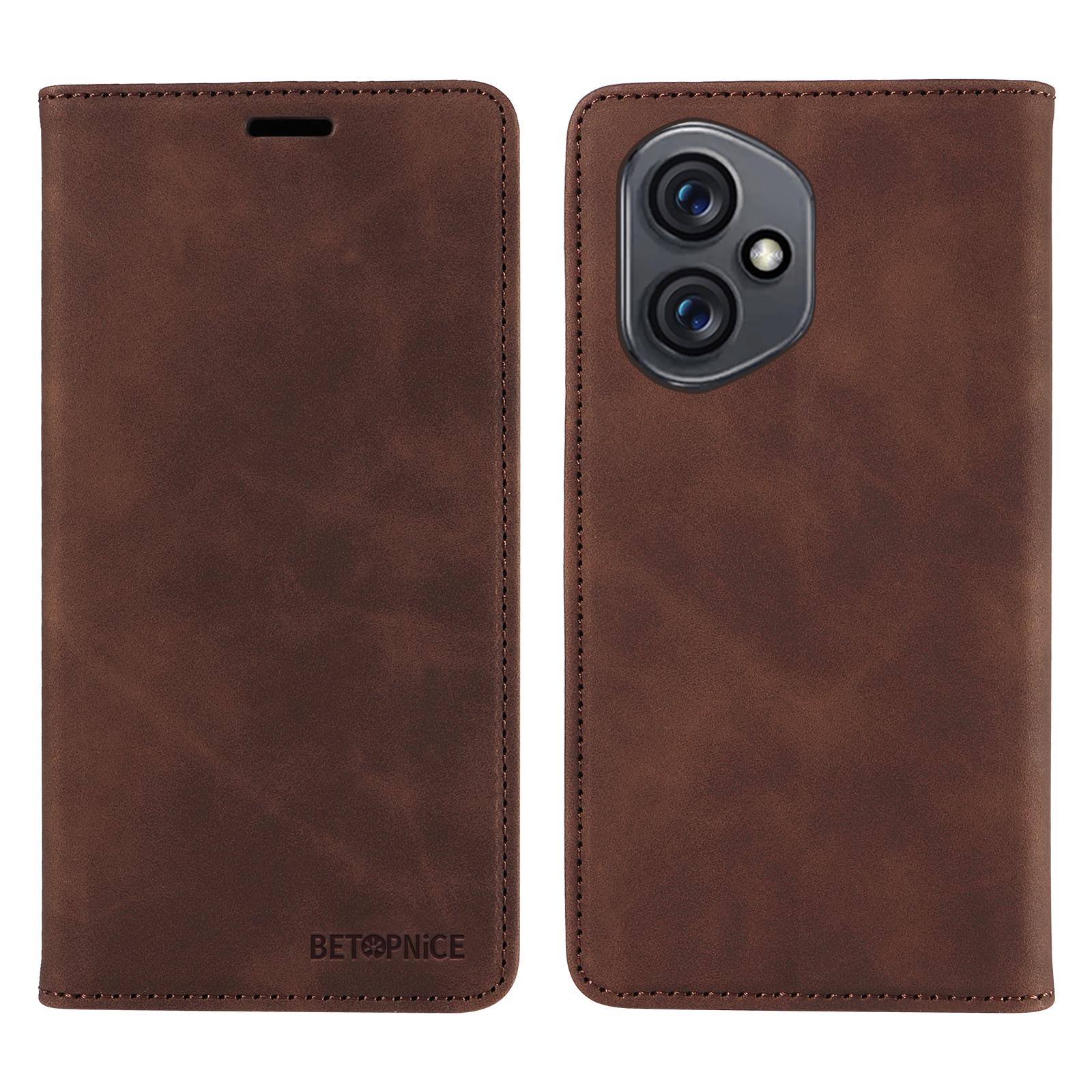 

Чохол для Honor 400 BETOPNICE Магнітна застібка Гаманець з RFID-захистом Підставка Шкіряний чохол для телефону Brown