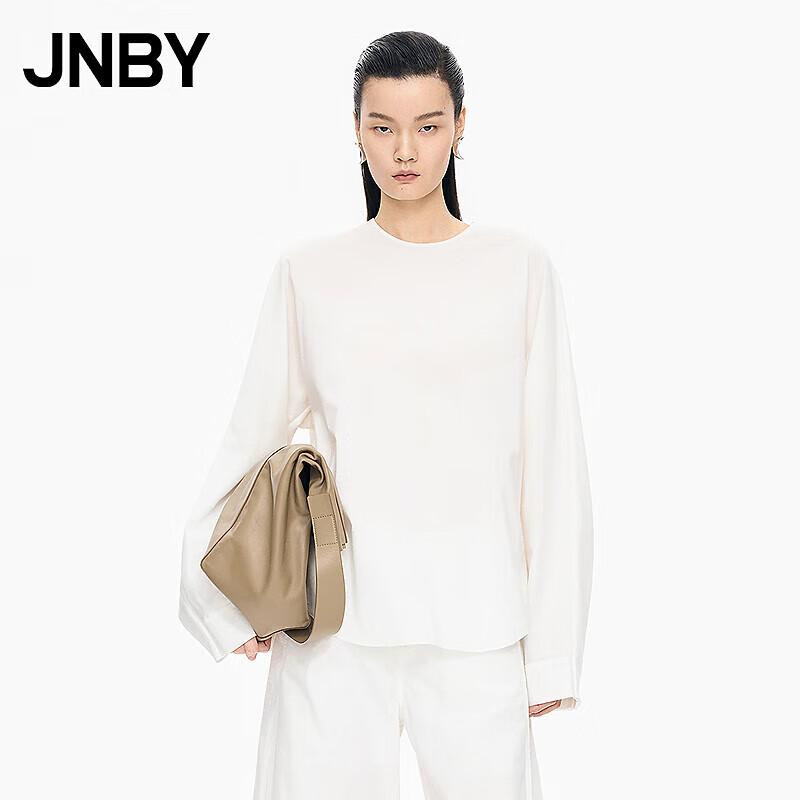 JNBY 25 Autumn Silk Cotton Blend Long Sleeve Round Neck Shirt