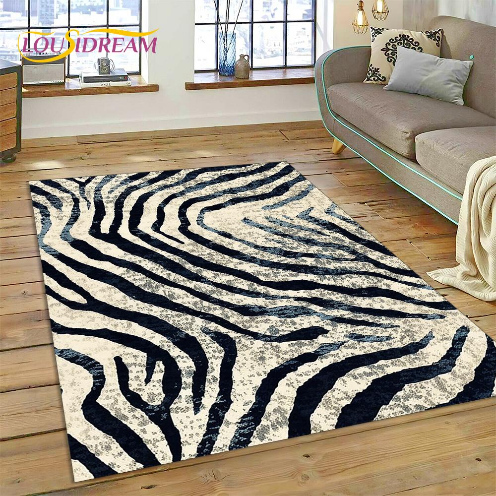 Colorful Zebra Stripe Leopard Tiger Print Pattern Rug Carpet for Living Room Bedroom Decor,Non-slip Decoration for Sofa Doormat