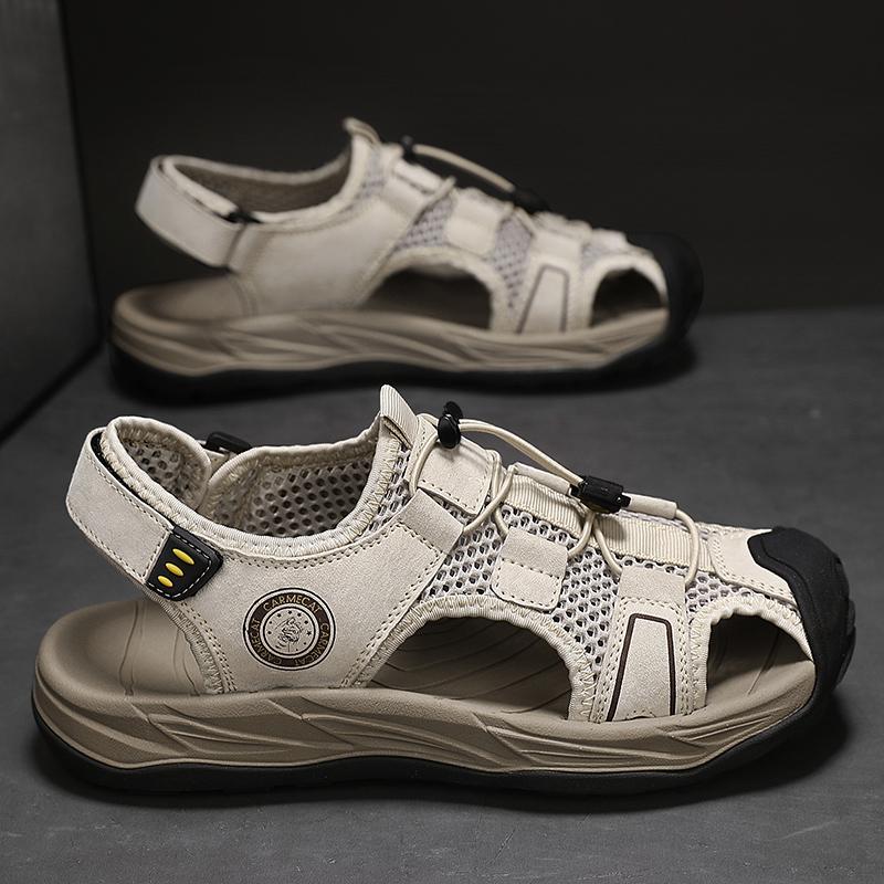 Fashion Summer New Men's Sandals Mesh Breathable Beach Shoes Outdoor Non-slip Soft-soled Hiking Shoes Waterproof River-trapping Shoes