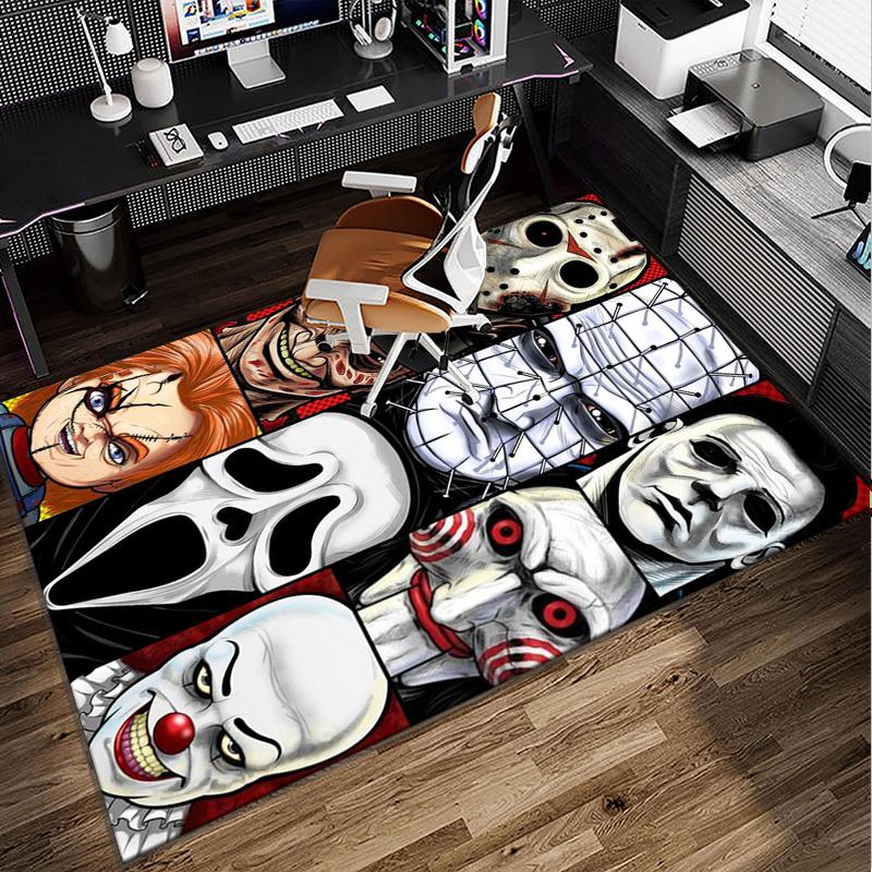 Horror Movie Icons Office Rug Chair Mat, Game Carpet, Suitable for Front Door, Bedroom, Living Room, Desk, Holiday Gift