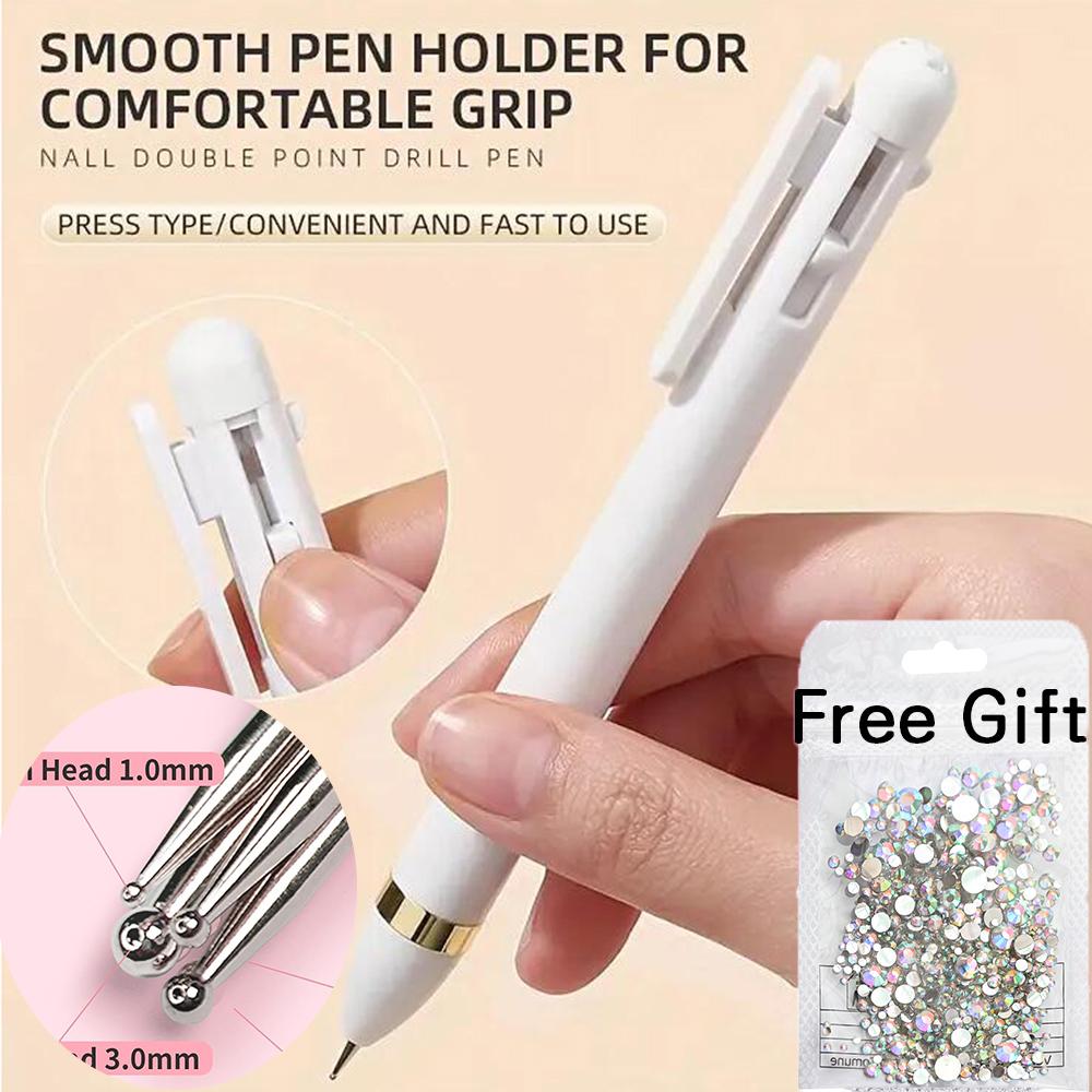 4 In 1 Nail Art Dotting Tools Nail Art Tip Dot Paint Manicure Kit Rotatable Ballpoint Drill Pen Dotting Tools Nail Point Pen