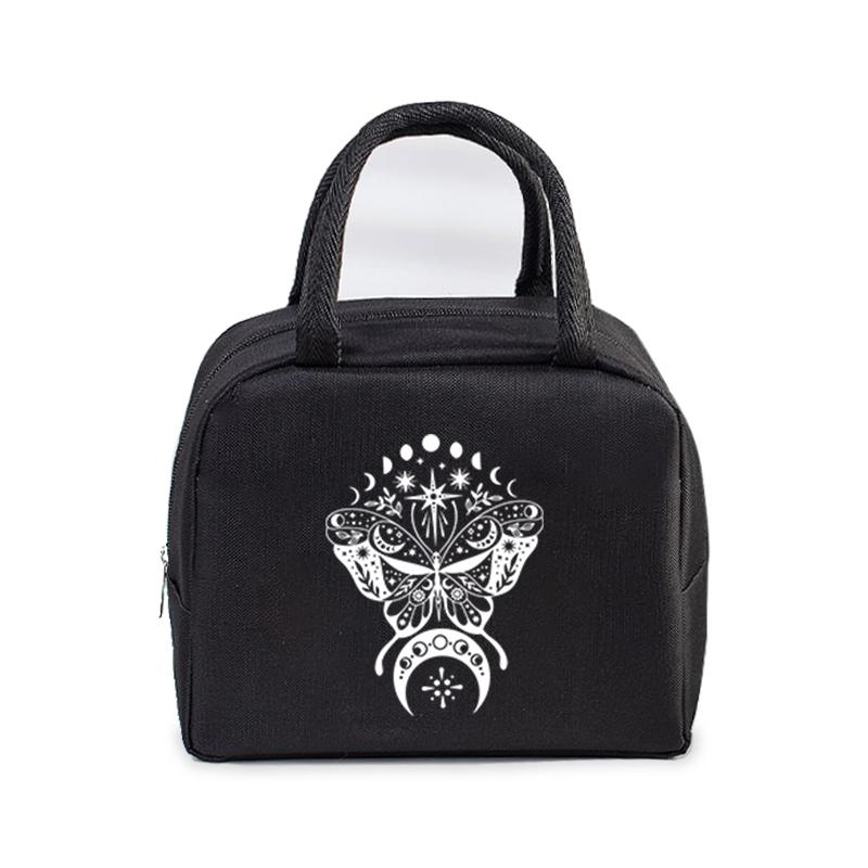 Vintage Butterfly Lunch Bag Women Men Fashion Reusable Insulated Lunch Box Insulated Handbags Picnic Travel Portable Lunch Bags
