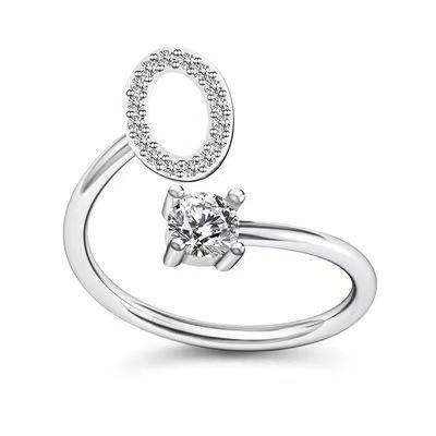Zirkon Anfangsbuchstabe A-Z Buchstabenringe für Frauen Mädchen Verstellbarer offener Ring Name Alphabet Weiblich Hochzeit Modeschmuck Geschenk