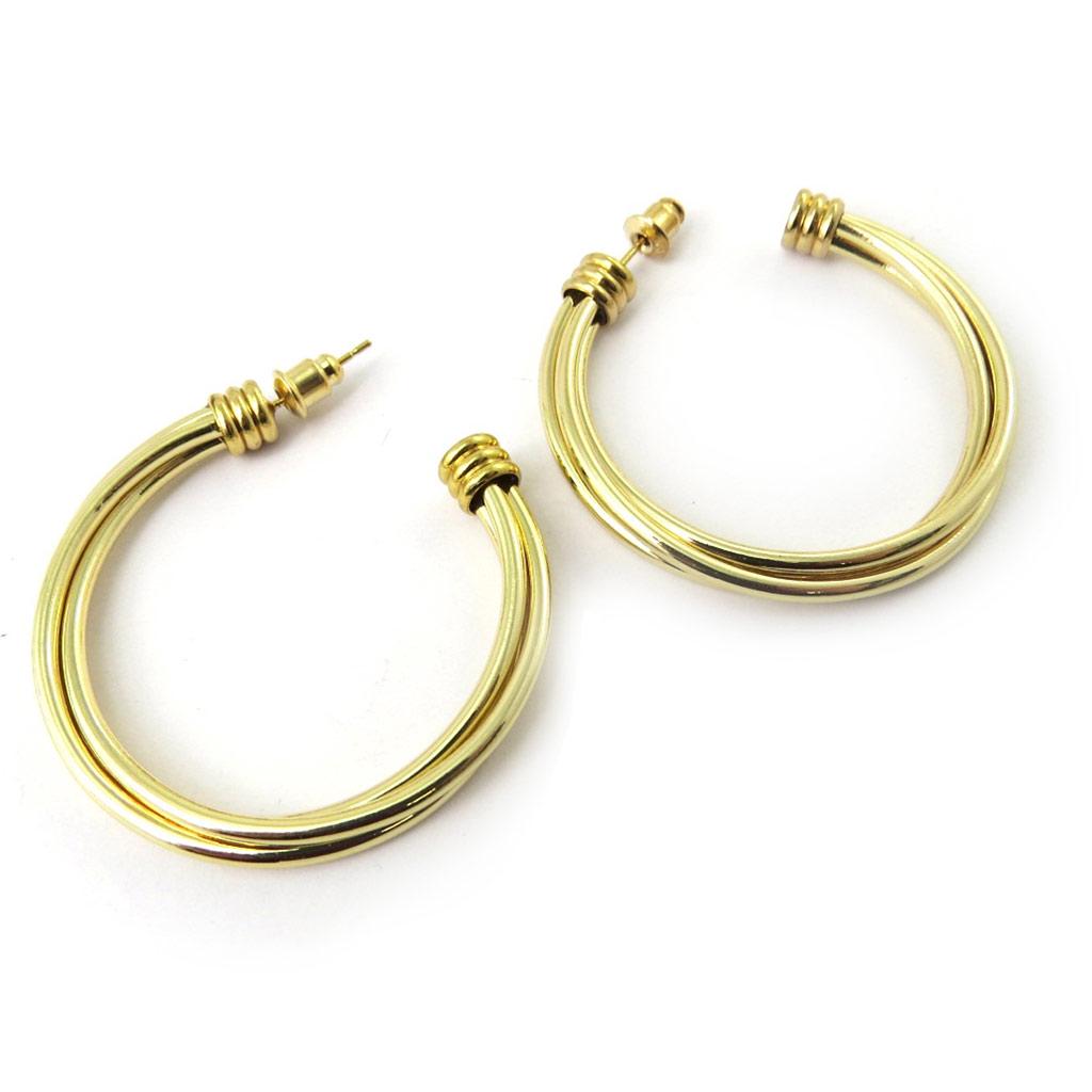 Les Trésors De Lily [N3687] - Gold 'Choreography' Hoop Earrings Ø 40 Mm 4 Mm