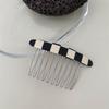 Plaid Comb Clip Bangs Hair Clip Texture Marble Pattern Iron Tooth Simple Comb Clip Insert Comb Styling Accessories