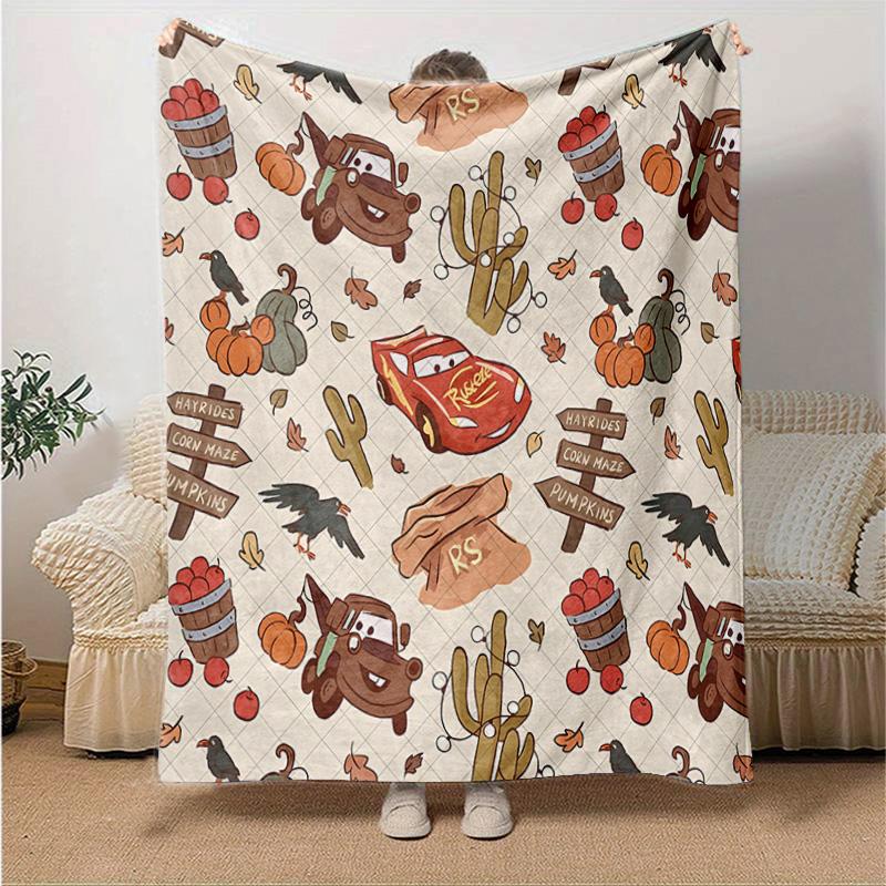 1pc Autumn Pixar Car Adventure Flannel Blanket Soft Warm Throw Blanket for Bedroom Living Room Bed Travel Camping Picnic Gift. M730028