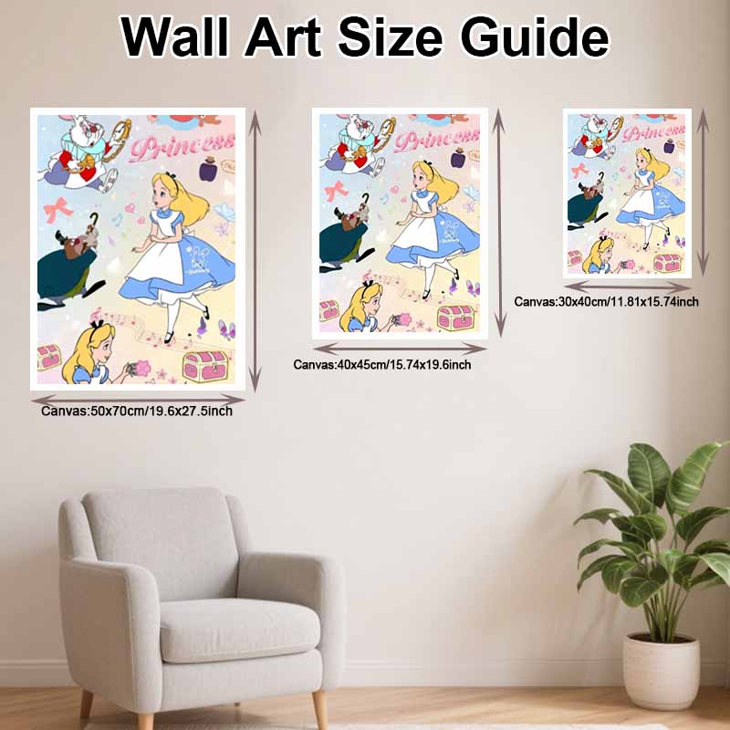 Disney Diamond Painting Kit, 5D Alice In Wonderland Wall Decoration Art Gift for Living Room, Bedroom, Study Room, Etc.