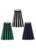 2025 Women's Knit Color Block Striped Pleated Half Skirt