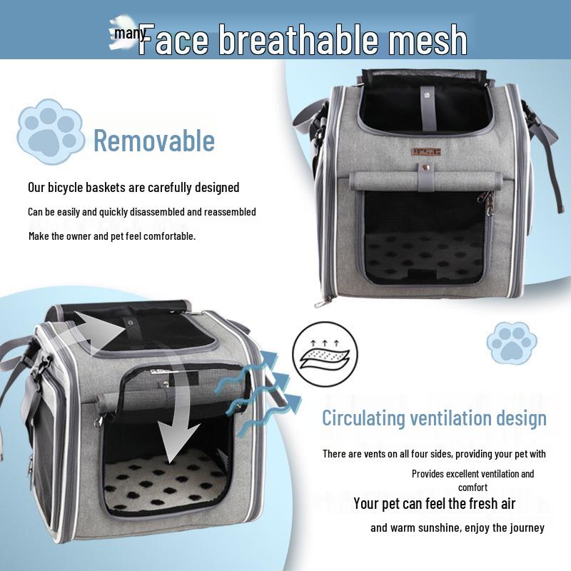 Expandable Foldable Pet Carrier Bicycle Basket for Cats & Dogs – Large Capacity, Cross-border Exclusive.