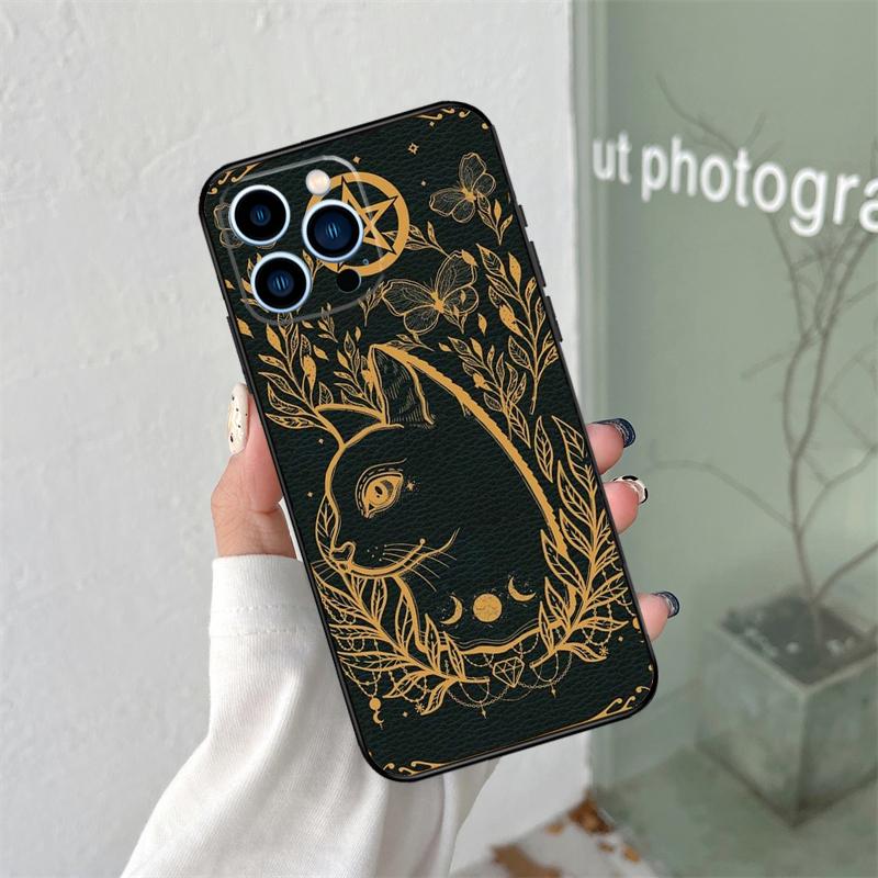 Moon Tarot Witch Cat Case For iPhone 16 15 11 12 13 14 Pro Max Plus XS X XR 12 13 Mini Back Cover