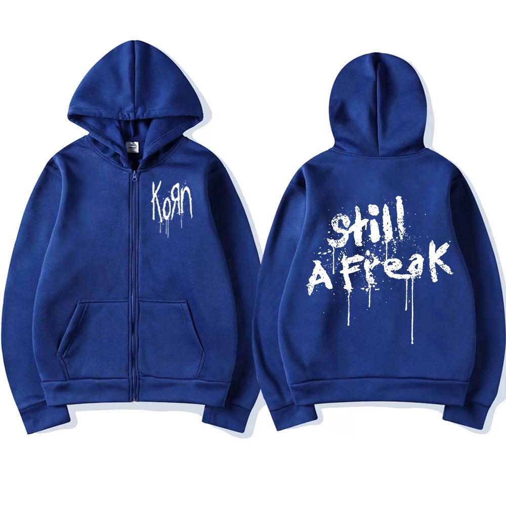 Korn Music Concert Rock Band WORLD TOUR Felpa con cappuccio da uomo con cerniera Vintage Metal Gothic Felpa oversize con cerniera Punk Hip Hop Felpe con cappuccio