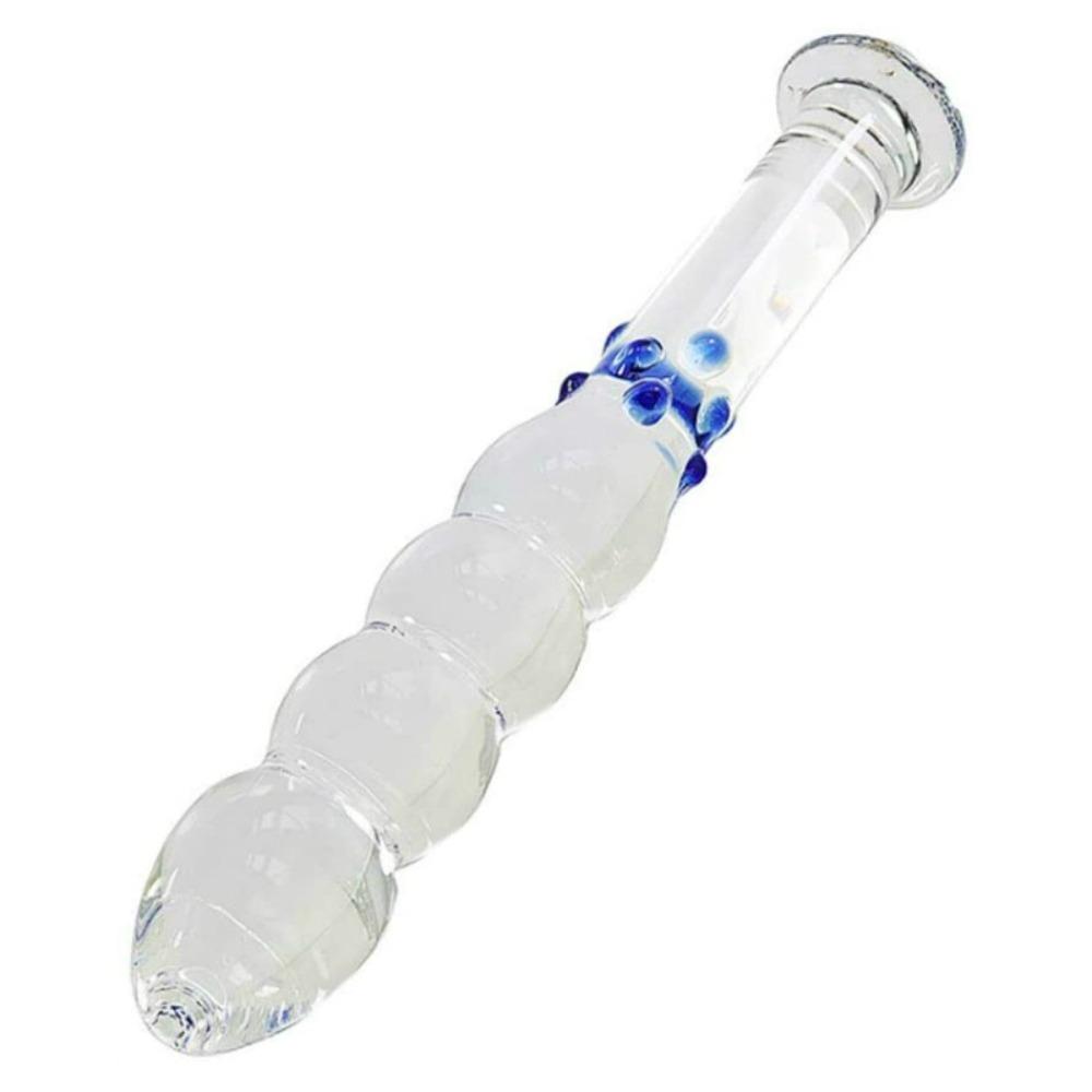 Transparent Clear Blue Dots Crystal Glass Quantity Plug