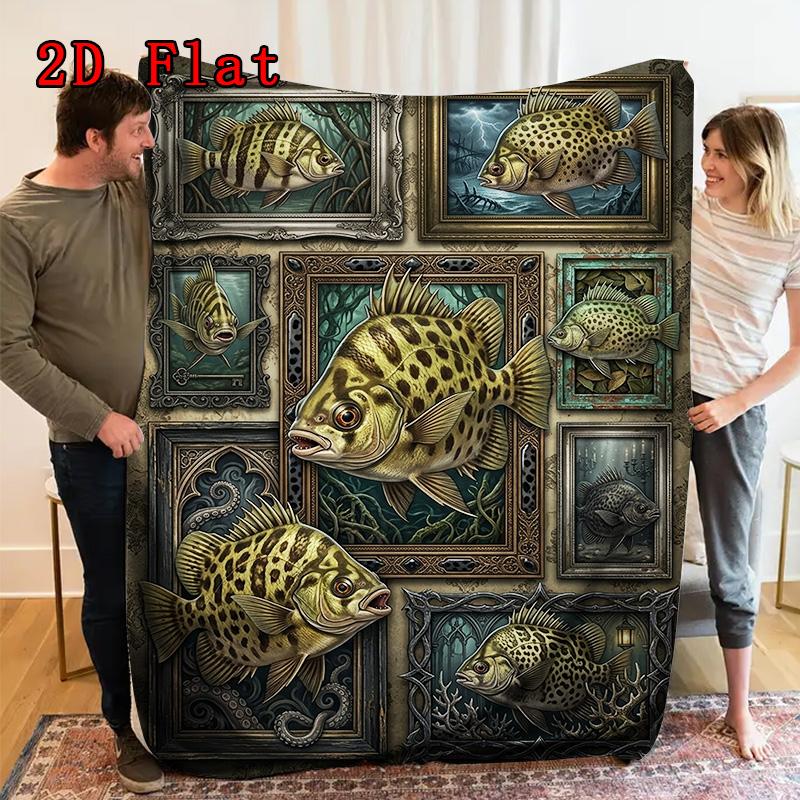 Underwater Fish Collection 2D Flat Pattern Flannel Blanket, High quality All Seasons, Home Decor, Warmth and Comfort, Perfect for Christmas Gifts.