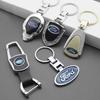AAAML1 3D Metal/Leather Car Keychain Key Chain Ring Key Holder For Ford Focus 2 3 MK2 MK3 Fiesta Ranger Mondeo Ecosport Kuga Accessorie