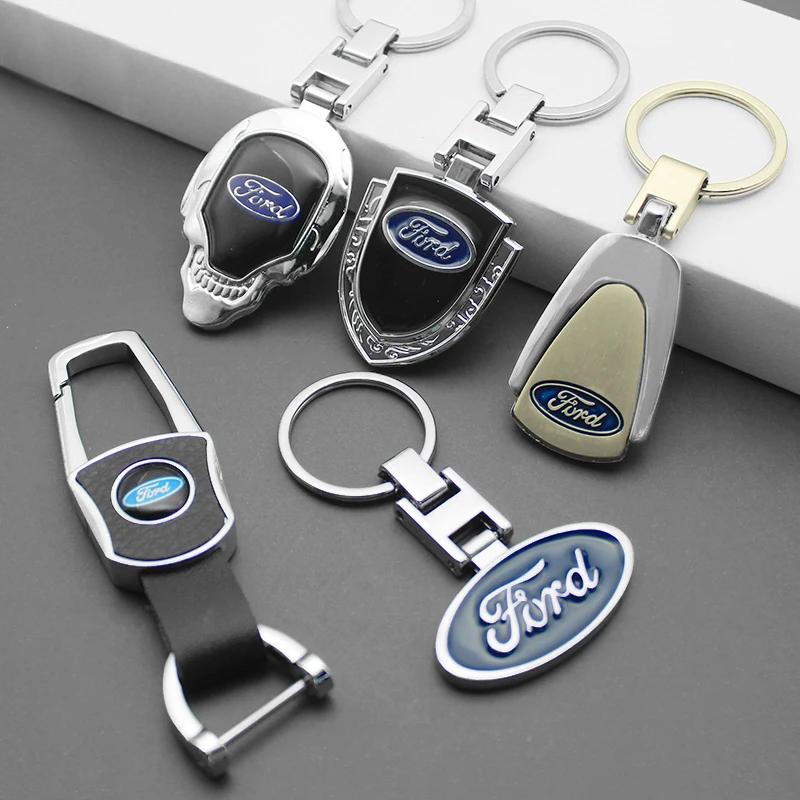 AAAML1 3D Metal/Leather Car Keychain Key Chain Ring Key Holder For Ford Focus 2 3 MK2 MK3 Fiesta Ranger Mondeo Ecosport Kuga Accessorie