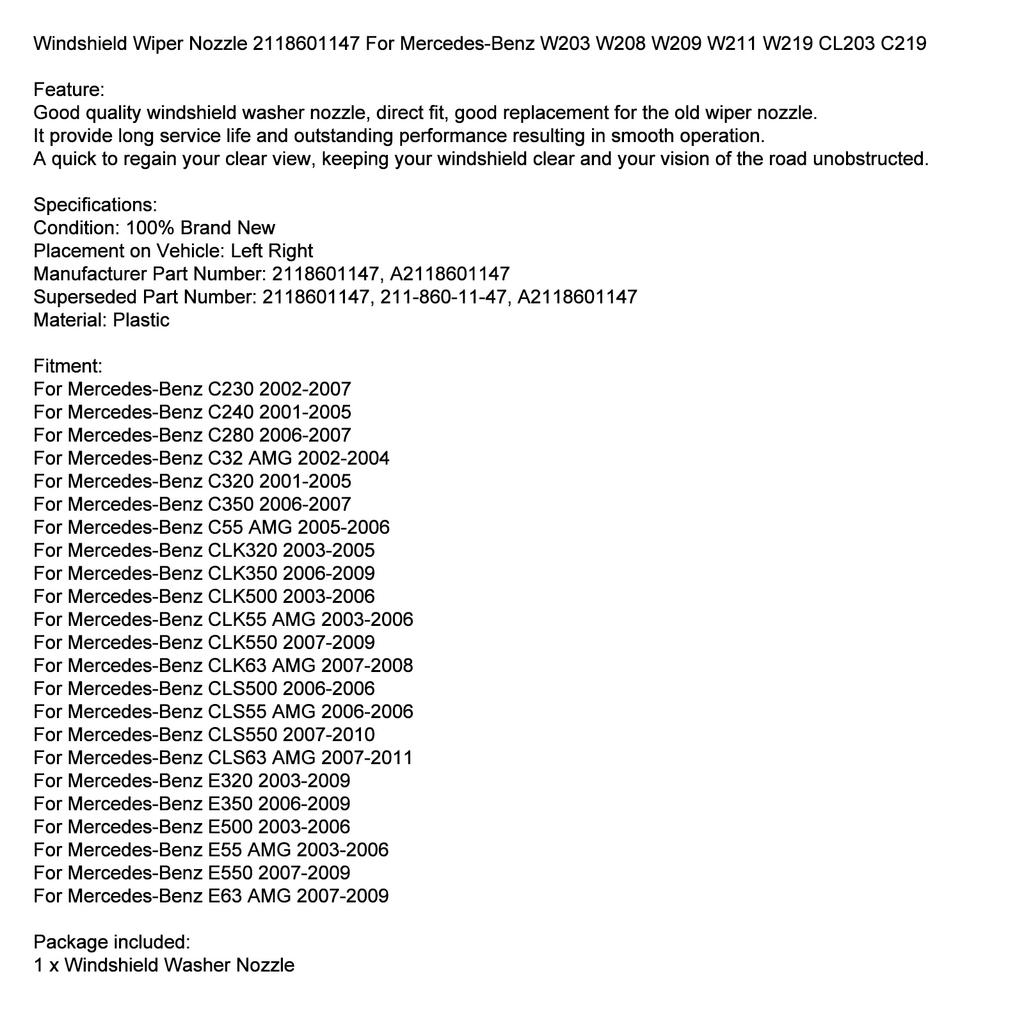 Scheibenwaschdüse 2118601147 Für Für Mercedes-Benz W203 W208 W209 W211 W219 CL203 C219