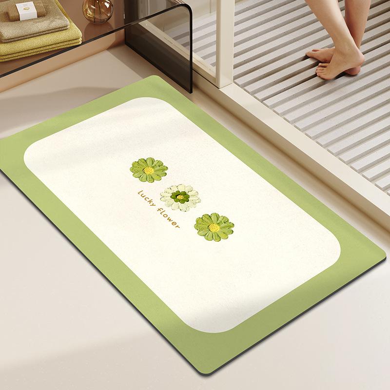 Small Fresh Flowers Diatom Mud Mat Home Bathroom Cute Flower Non-slip Mat Bathroom Absorbent Quick Drying Mat