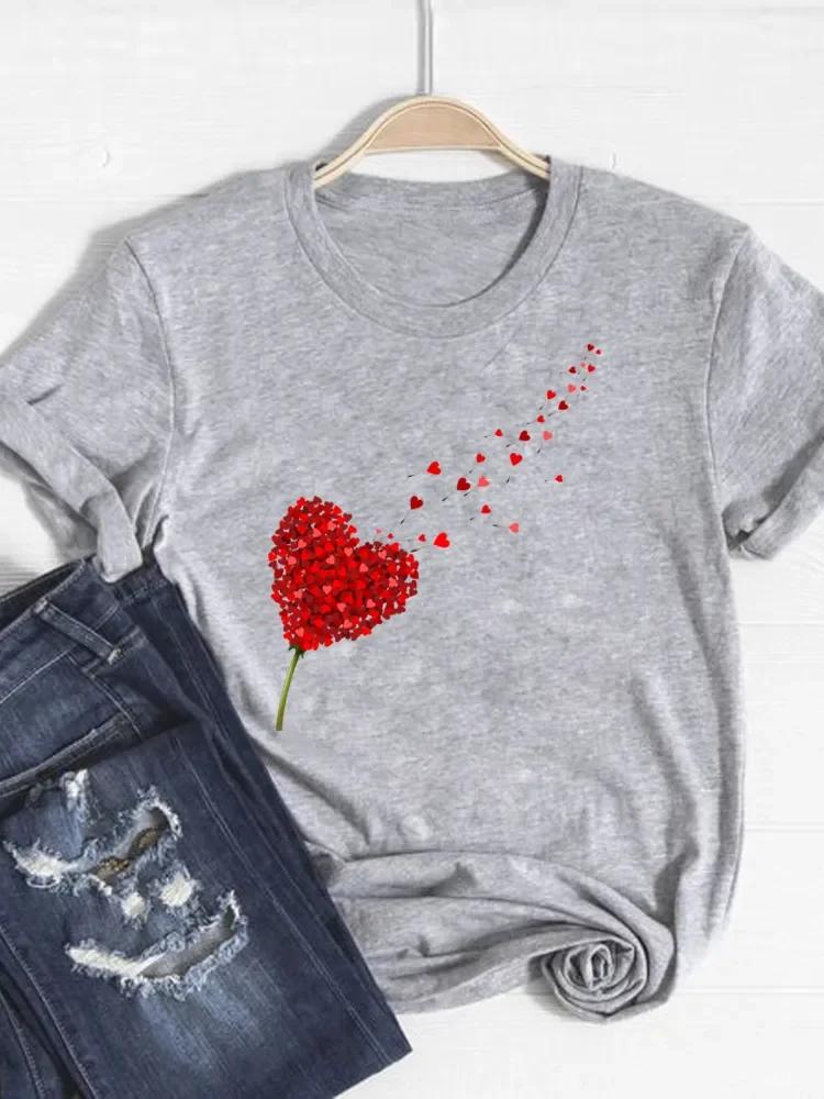 Womens Watercolor Love Heart Print Short Sleeve Tee Basic Clothing Summer Top Graphic Clothes Sweet Fashion Aesthetic Clothes