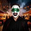 Detailed Latex Costume Masque Halloween LED Clown for Adults, Light Up Scary Horror Face Masquerade Full Costume, Cosplay Party Grinning Character