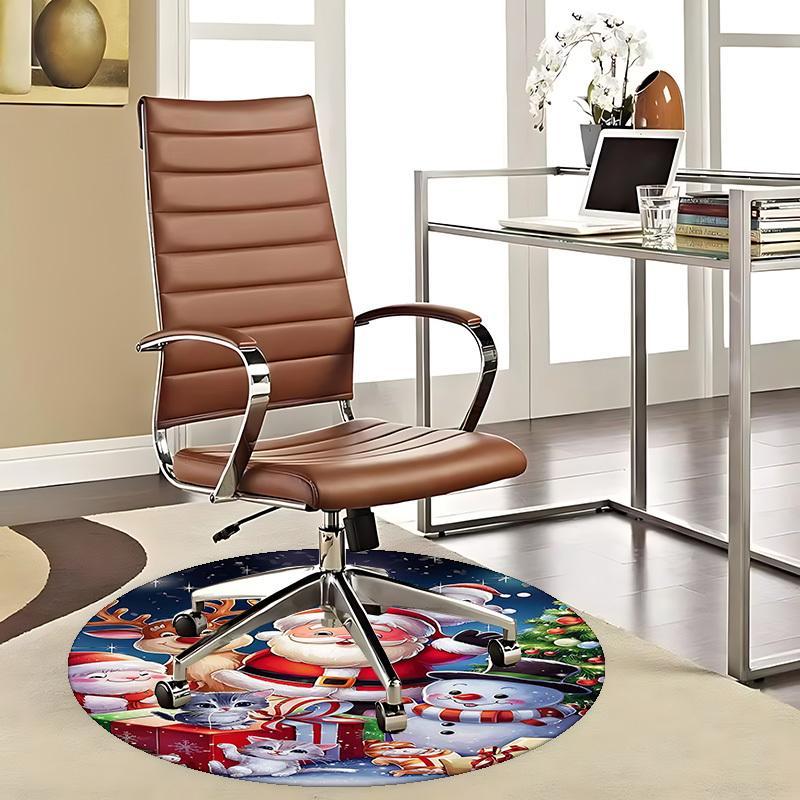 

1pc Christmas Santa Claus Reindeer Snowman Cat Chair Mat - Anime Cartoon Design, Non-Slip Carpet for Office Chair, Home Decor, Living Room, Bedroom, G 80cm by 80cm