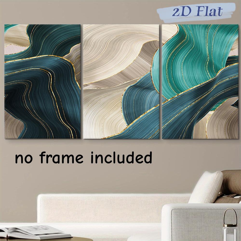 

3-piece set of modern abstract living room decoration paintings, Nordic style, dark green curves, gold foil textures, canvas han (as the picture,20x30cm-3pcs)