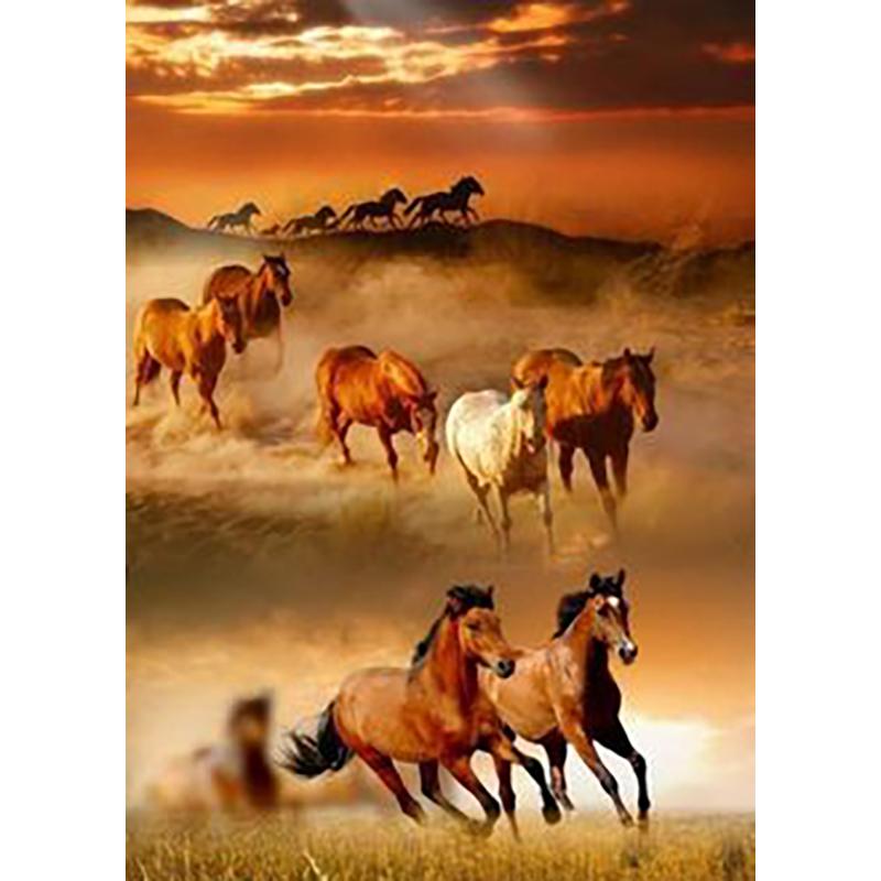 Diy 5d Diamond Painting Animal Full Drill Round Drill Diamond Embroidery Cross Stitch Kits Horse Wall Art Home Decor Gift