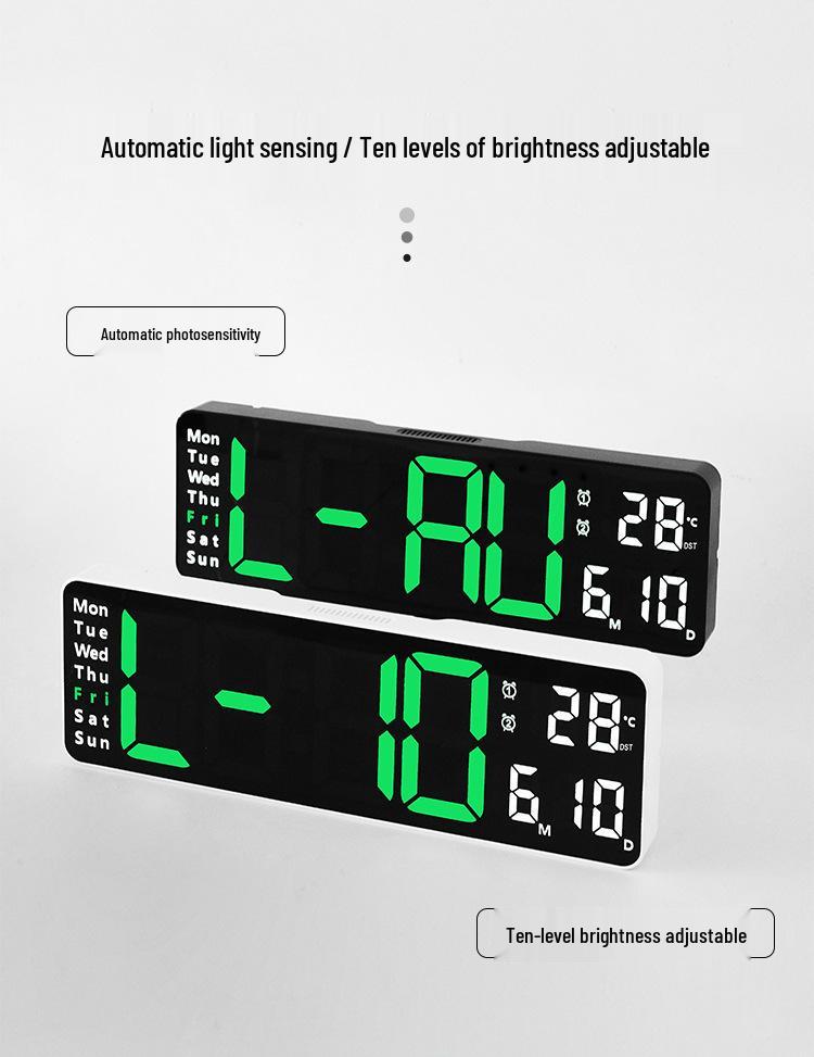 13-inch Minimalist Electronic Clock with Large Font, Multiple Alarms, Temperature & Week Display - Model 6629