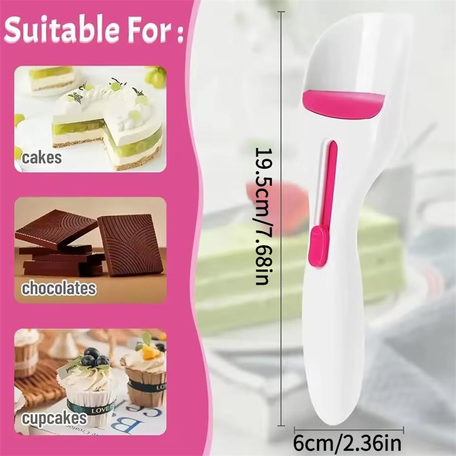 1pc Chocolate Cake Scoop , Pink Decorated Measuring Cup, Dishwasher Safe, Drip Free for Countertop Cleaning, Suitable for Baking