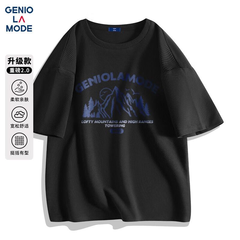 GENIOLAMODE Men s Heavy Waffle Knit Short Sleeve T-Shirt XL