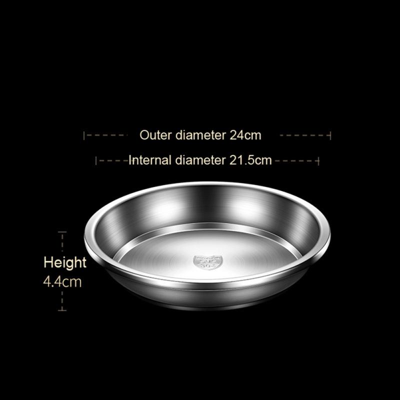 304 Stainless Steel Dinner Plates Multipurpose Deep Plate Round Tray China Style Dining Plate