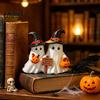 Halloween Mantel Countertop Decor Ghost Figurine, Cute Spooky Resin Statue with Retro Table Decorations Witch Hat for Table, Tiered Tray, Kitchen,