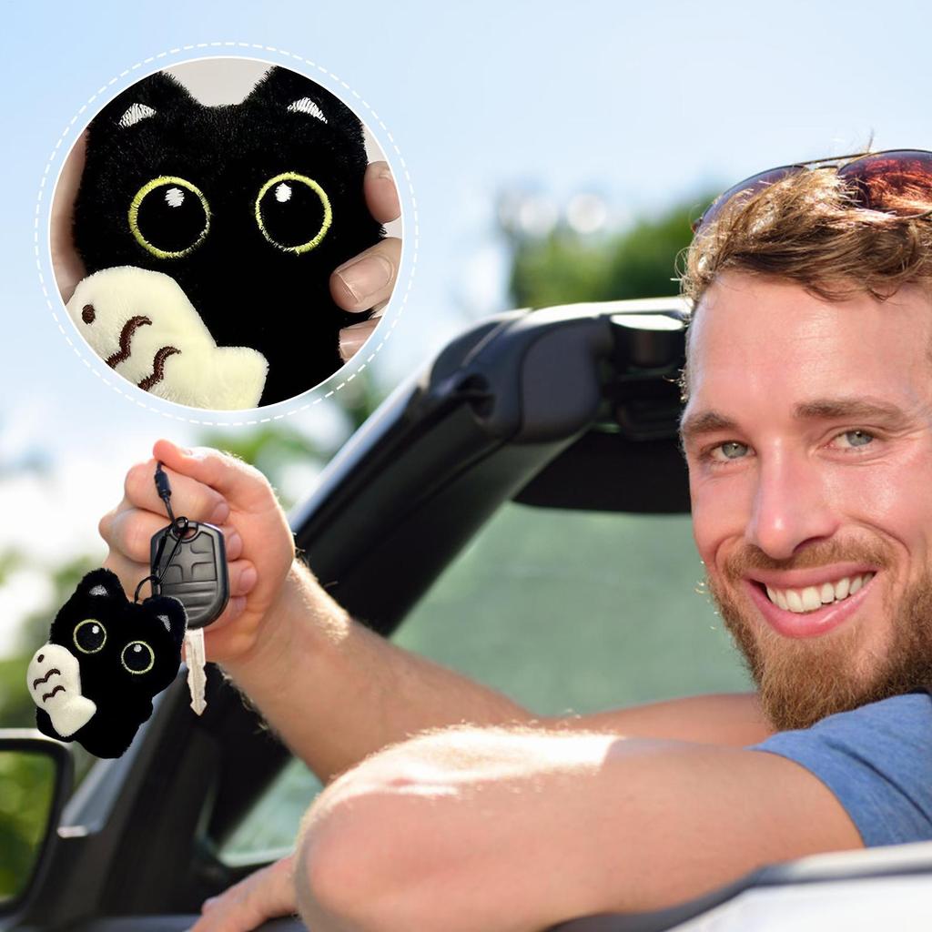 Cute Cat Plush Keychain Black Cat Cute Animal Plush Pendant Kawaii Black Cat Keychain Jewelry Cute Cat Lover Gift for Christmas