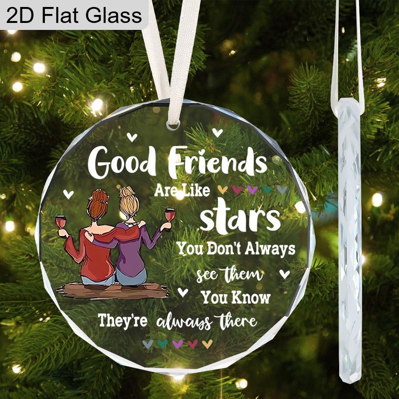 Freundschafts-Erinnerungsstück Glasornament, Design mit zwei Schwestern, die Weingläser halten, Ideale Geschenke für beste Freunde oder beste Freundinnen, Freundschaft, BFF, Seelenverwandte