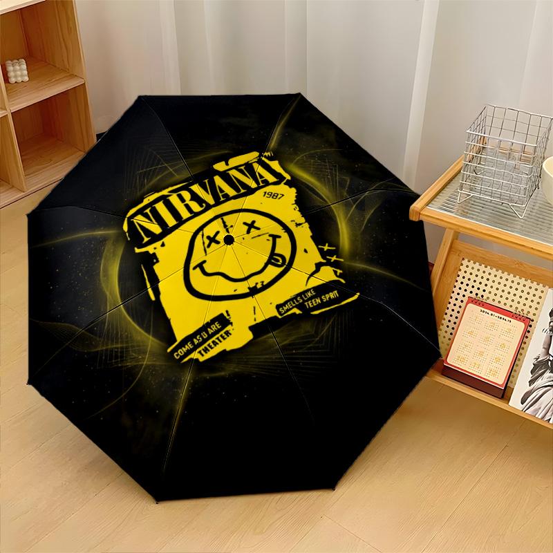 Nirvana Print 8?Ribs Automatic Umbrella Wind Resistant Lightweight Folding Umbrella For Outdoor Travel