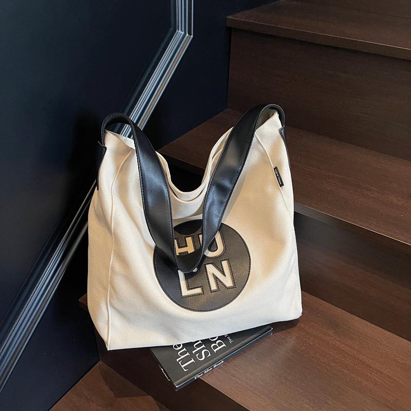Canvas Bag Women'S Large-Capacity Autumn And Winter Versatile Casual Simple Shoulder Messenger Bag Lazy Wind Tote Bag