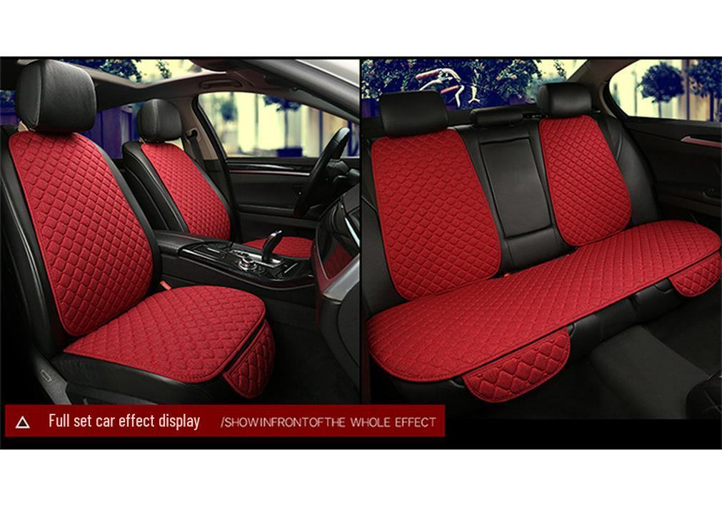 Universal Linen Car Seat Cushion Set - 5-Seater, 3-Piece, All-Season Comfort