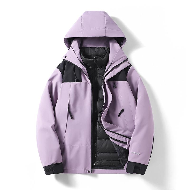 Teen Outdoor Colorblock 3-in-1 Waterproof Windbreaker with Detachable Hood