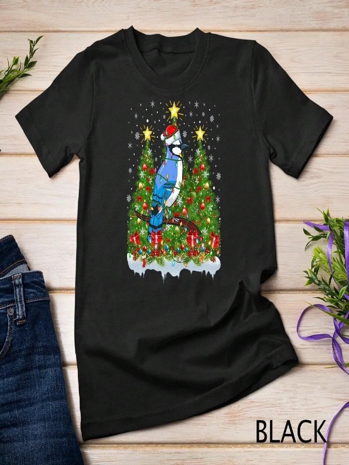 Blue Jay Bird Xmas Lights Santa Christmas Tree T Shirt S разноцветный