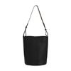 Burberry Logo Embossed Detachable Adjustable Shoulder Strap Magnetic Closure Pebbled Calfskin Bucket Bag Women Handbags Black 80840361