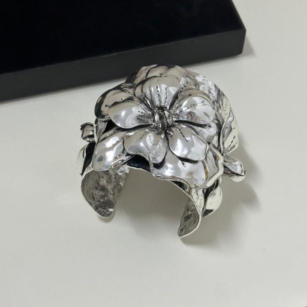 Armlet Exaggerated Flower Bangle Geometric Women's Wrist Jewelry Metal Flower Bracelet  Daily